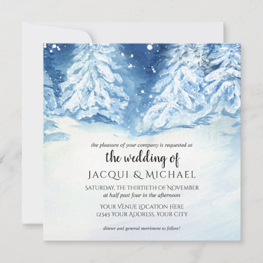 Wilde besneeide bosboom aquarel bruiloft | Vierkan Kaart (Voorkant)