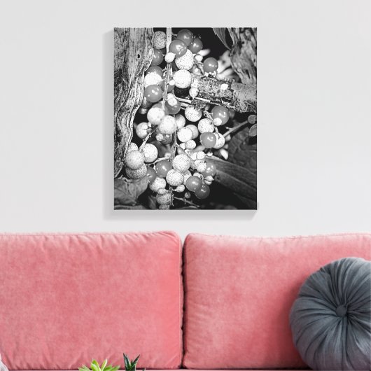 Wilde bessen zwart en wit canvas afdruk (Insitu (Woonkamer))