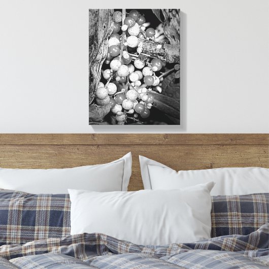 Wilde bessen zwart en wit canvas afdruk (Insitu (Slaapkamer))