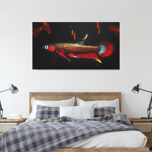 Wilde Betta Livida – De Schoonheid van het Zwartew Canvas Afdruk (Insitu (Slaapkamer))