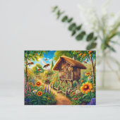 Wilde bijen in het Insect Hotel Briefkaart (Staand voorkant)