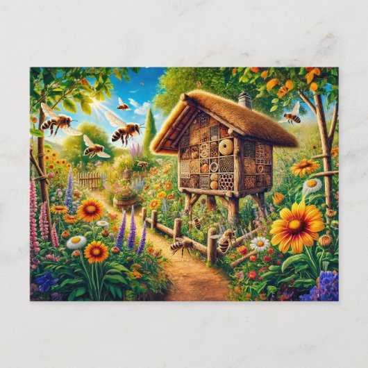 Wilde bijen in het Insect Hotel Briefkaart (Voorkant)