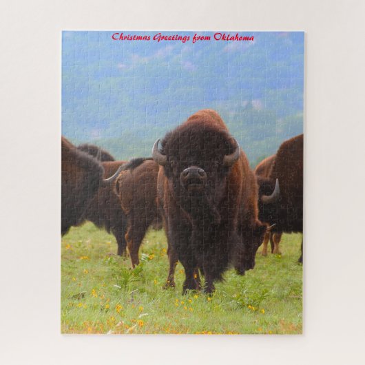 Wilde Bizons Oklahoma. Kerstgroeten Legpuzzel (Verticaal)