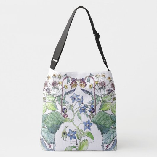 Wilde Blackberry Borage Wilde Floral Canvas tas (Achterkant)