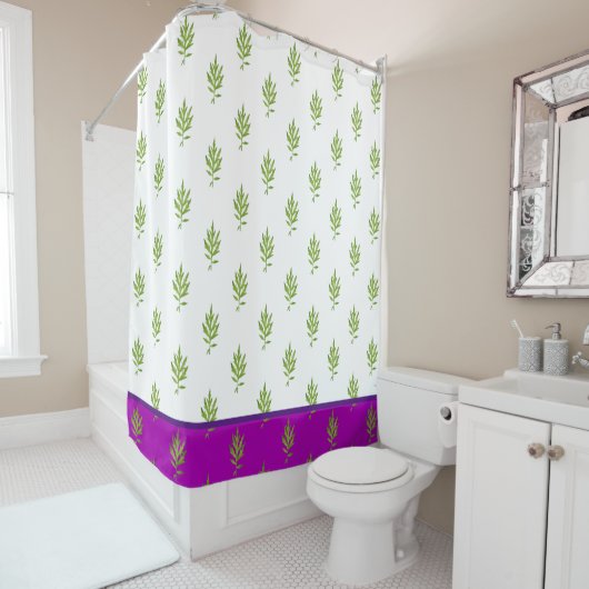 Wilde bladeren op een douchegordijn (In situ)