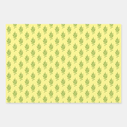 Wilde bladeren op een set inpakpapier (Voorkant 2)