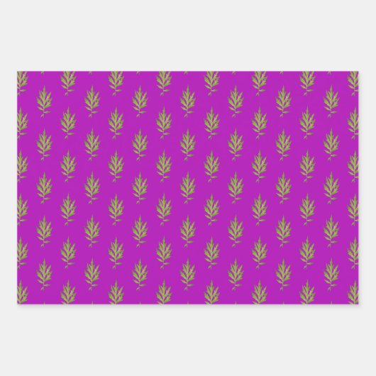 Wilde bladeren op een set inpakpapier (Voorkant)