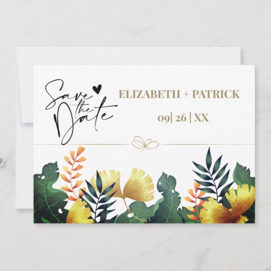 Wilde bladeren, save the date kaart (Voorkant)