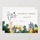 Wilde bladeren, save the date kaart (Voorkant / Achterkant)