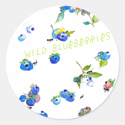 Wilde Blauwe Bes Ronde Sticker (Voorkant)