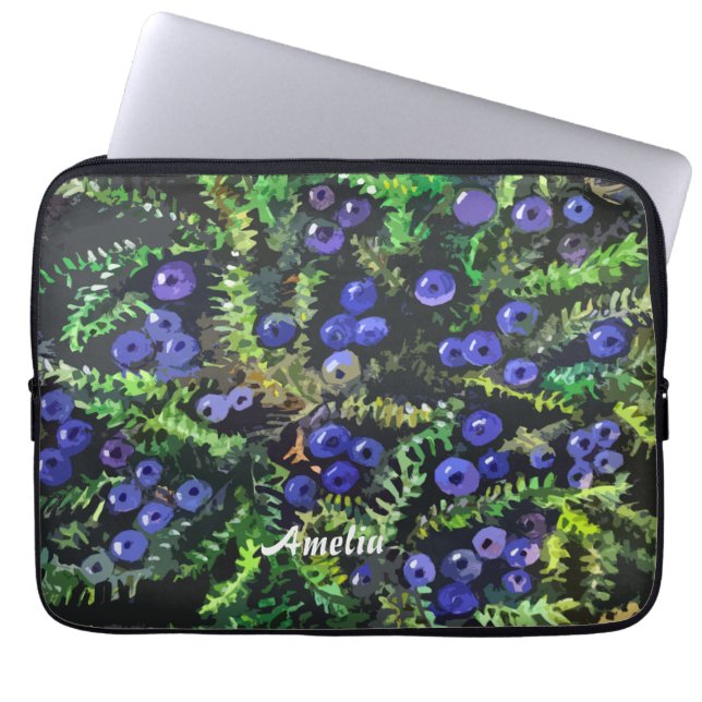 Wilde blauwe bessen laptop sleeve (Voorkant)