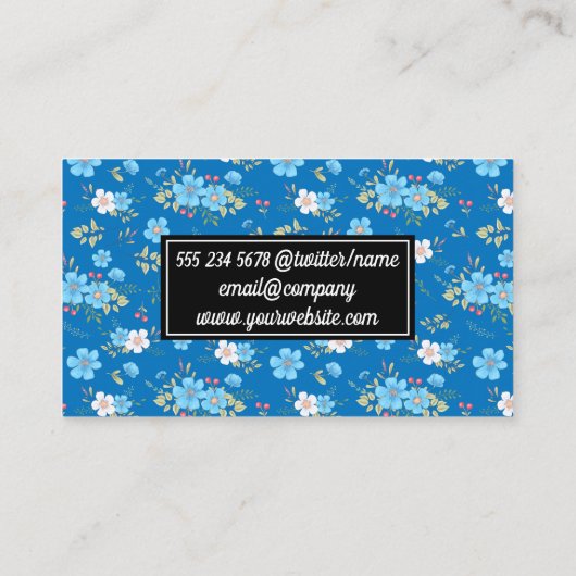 Wilde Blauwe Witte Bloemen Visitekaartje (Achterkant)