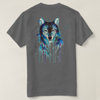 Wilde Blauwe Wolf Waterverf T-shirt