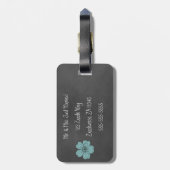 Wilde Blauwgroen Rozen Chalkboard Bagagelabel (Achterkant verticaal)