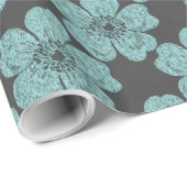 Wilde Blauwgroen Rozen Chalkboard Cadeaupapier (Rol Hoek)