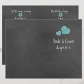 Wilde Blauwgroen Rozen Chalkboard Folded Wedding P (Voorkant / Achterkant)