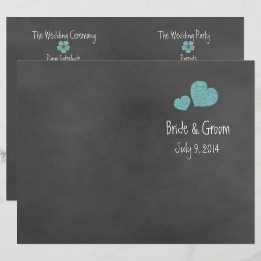 Wilde Blauwgroen Rozen Chalkboard Folded Wedding P (Voorkant / Achterkant)