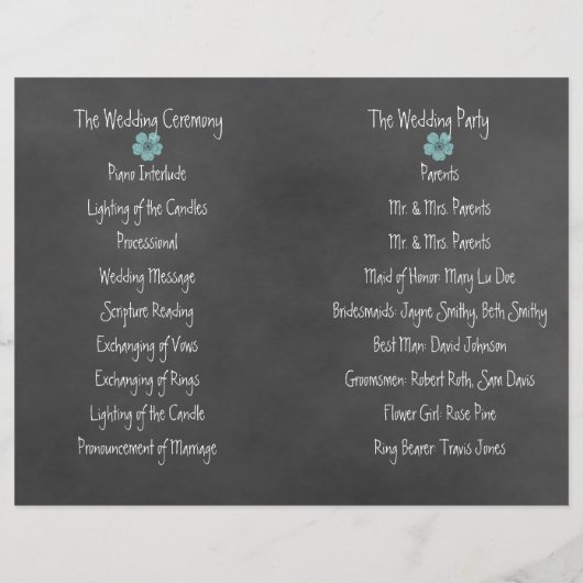 Wilde Blauwgroen Rozen Chalkboard Folded Wedding P (Achterkant)