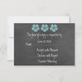 Wilde Blauwgroen Rozen Chalkboard RSVP-kaarten RSVP Kaartje (Voorkant)