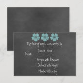 Wilde Blauwgroen Rozen Chalkboard RSVP-kaarten RSVP Kaartje (Voorkant / Achterkant)