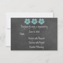 Wilde Blauwgroen Rozen Chalkboard RSVP-kaarten