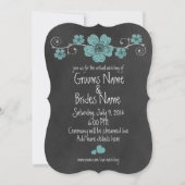 Wilde Blauwgroen Rozen Chalkboard Virtual Wedding Kaart (Voorkant)
