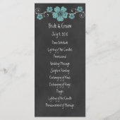Wilde Blauwgroen Rozen Chalkboard Wedding Program  Programmakaart (Achterkant)