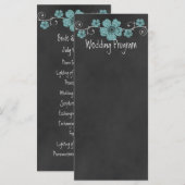 Wilde Blauwgroen Rozen Chalkboard Wedding Program  Programmakaart (Voorkant / Achterkant)