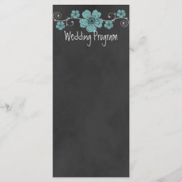Wilde Blauwgroen Rozen Chalkboard Wedding Program  Programmakaart