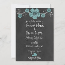 Wilde Blauwgroen Rozen Chalkboard Wedding Uitnodig