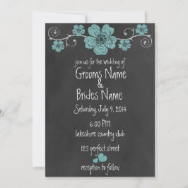 Wilde Blauwgroen Rozen Chalkboard Wedding Uitnodig Kaart