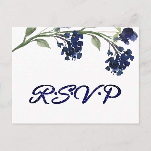 wilde bloei | Classic Blue Bohemian Entree Reactie Uitnodiging Briefkaart (Voorkant)
