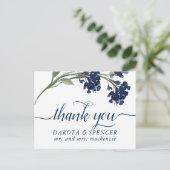 wilde bloei | Classic Blue Bohemian Flower Bedankt Aankondigingskaart (Staand voorkant)