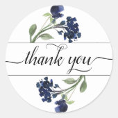 wilde bloei | Classic Blue Bohemian Flower Bedankt Ronde Sticker (Voorkant)