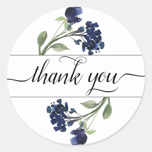 wilde bloei | Classic Blue Bohemian Flower Bedankt Ronde Sticker (Voorkant)