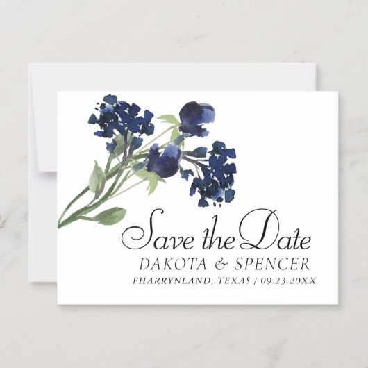 wilde bloei | Classic Blue Bohemian Save the Date Magnetische Uitnodiging (Voorkant)