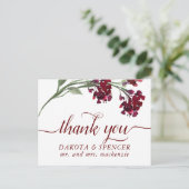 wilde bloei | Crimson Red Bohemian Floral Bedankt Aankondigingskaart (Staand voorkant)