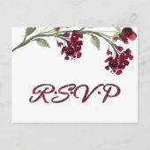 wilde bloei | Crimson Red Bohemian Floral RSVP Uitnodiging Briefkaart (Voorkant)