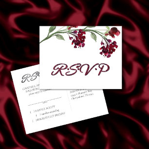 wilde bloei   Crimson Red Bohemian Floral RSVP Uitnodiging Briefkaart