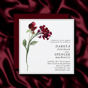 wilde bloei   Crimson Red Bohemian Flower Wedding Kaart