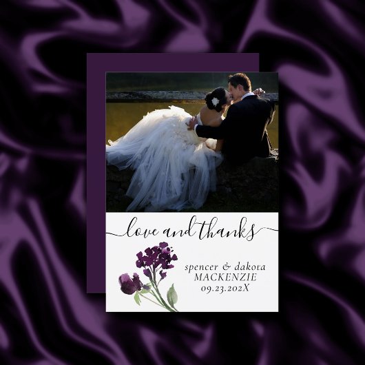 wilde bloei | Deep Paarse Boheemse Foto en Liefde Bedankkaart