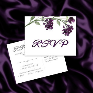 wilde bloei   Deep Paarse Bohemian Entree RSVP Uitnodiging Briefkaart