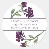 wilde bloei | Deep Paarse Bohemian Retouradres Ronde Sticker (Voorkant)