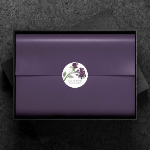 wilde bloei   Diepe Paarse Boheemse Bloem Custom Ronde Sticker