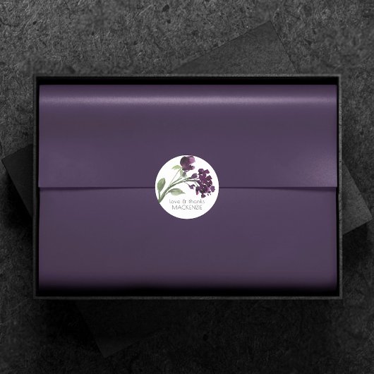 wilde bloei | Diepe Paarse Boheemse Bloem Custom Ronde Sticker