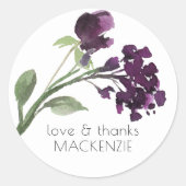 wilde bloei | Diepe Paarse Boheemse Bloem Custom Ronde Sticker (Voorkant)