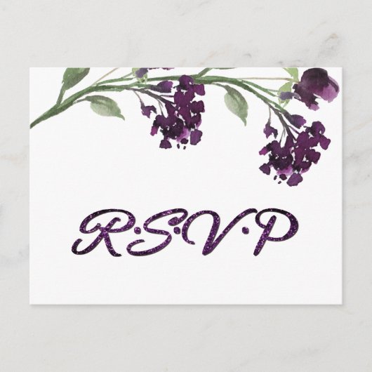 wilde bloei | Diepe Paarse Boheemse Bloemen RSVP Uitnodiging Briefkaart (Voorkant)