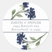 wilde bloei | Klassiek blauw Boheems retouradres Ronde Sticker (Voorkant)