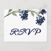 wilde bloei | Klassieke Blauwe Boheemse Bloem RSVP Uitnodiging Briefkaart (Voorkant)