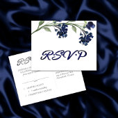 wilde bloei | Klassieke Blauwe Boheemse Bloem RSVP Uitnodiging Briefkaart